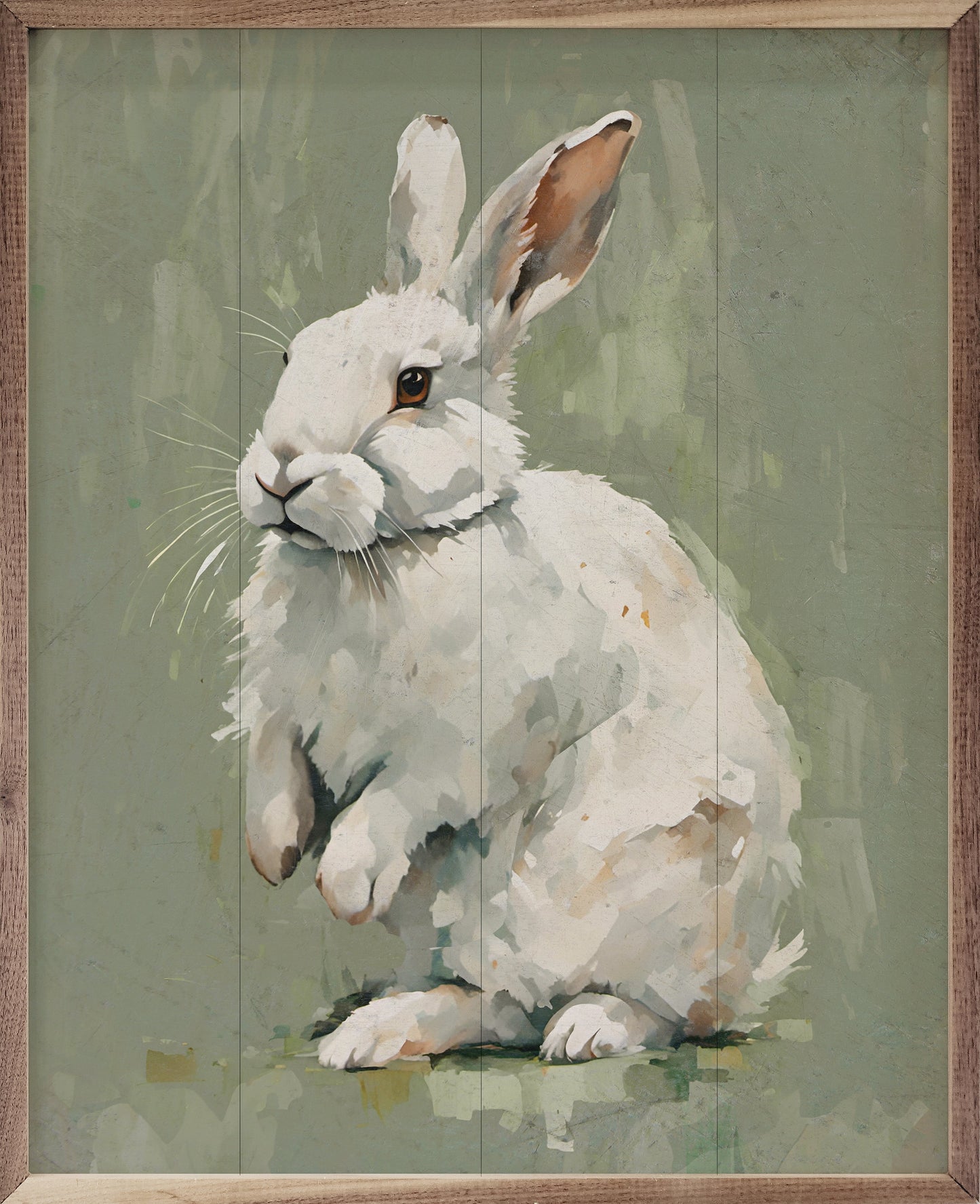 White Bunny On Green