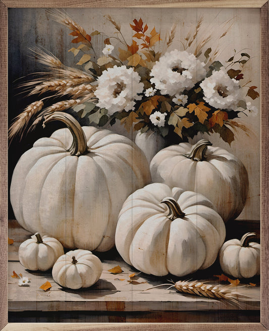White Pumpkins On Table