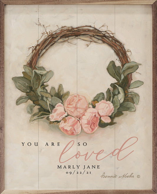 Personalized Peony Wreath White By Bonnie Mohr