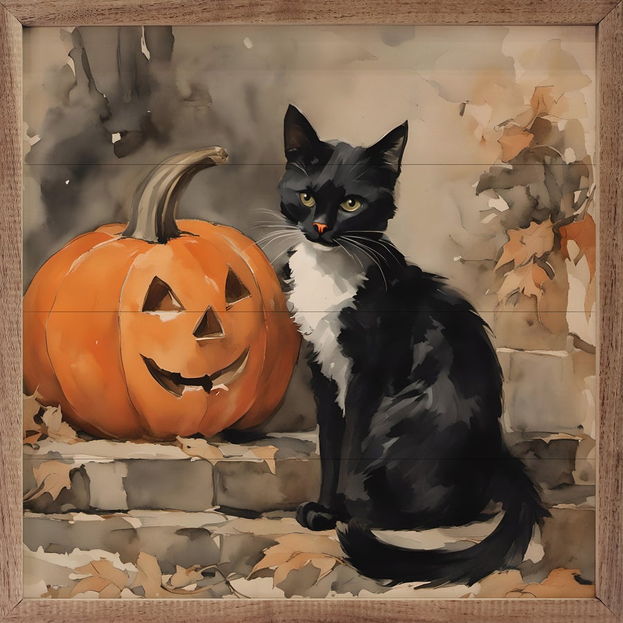 Black Cat With Pumpkin image 0