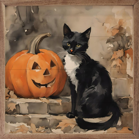 Black Cat With Pumpkin image 0