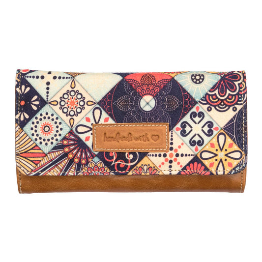 Mandala Up-cycled Canvas / Genuine Leather Wallet image 0