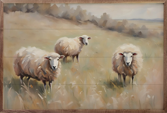 Three Sheep In Meadow image 0