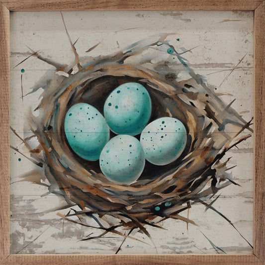Robin Nest With Eggs Whitewash image 0
