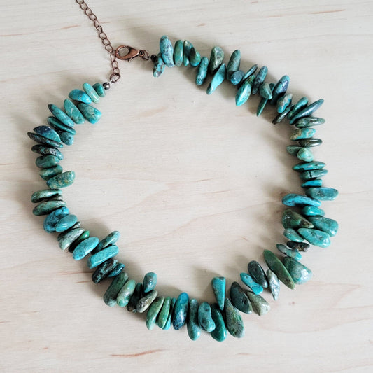 Chunky Genuine Natural Turquoise Beaded Collar Necklace 245b