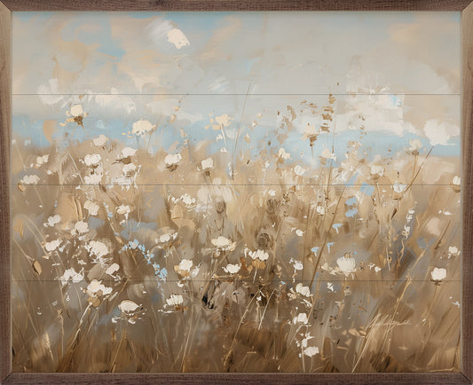 Abstract White Flower Field 2 By Nini Art