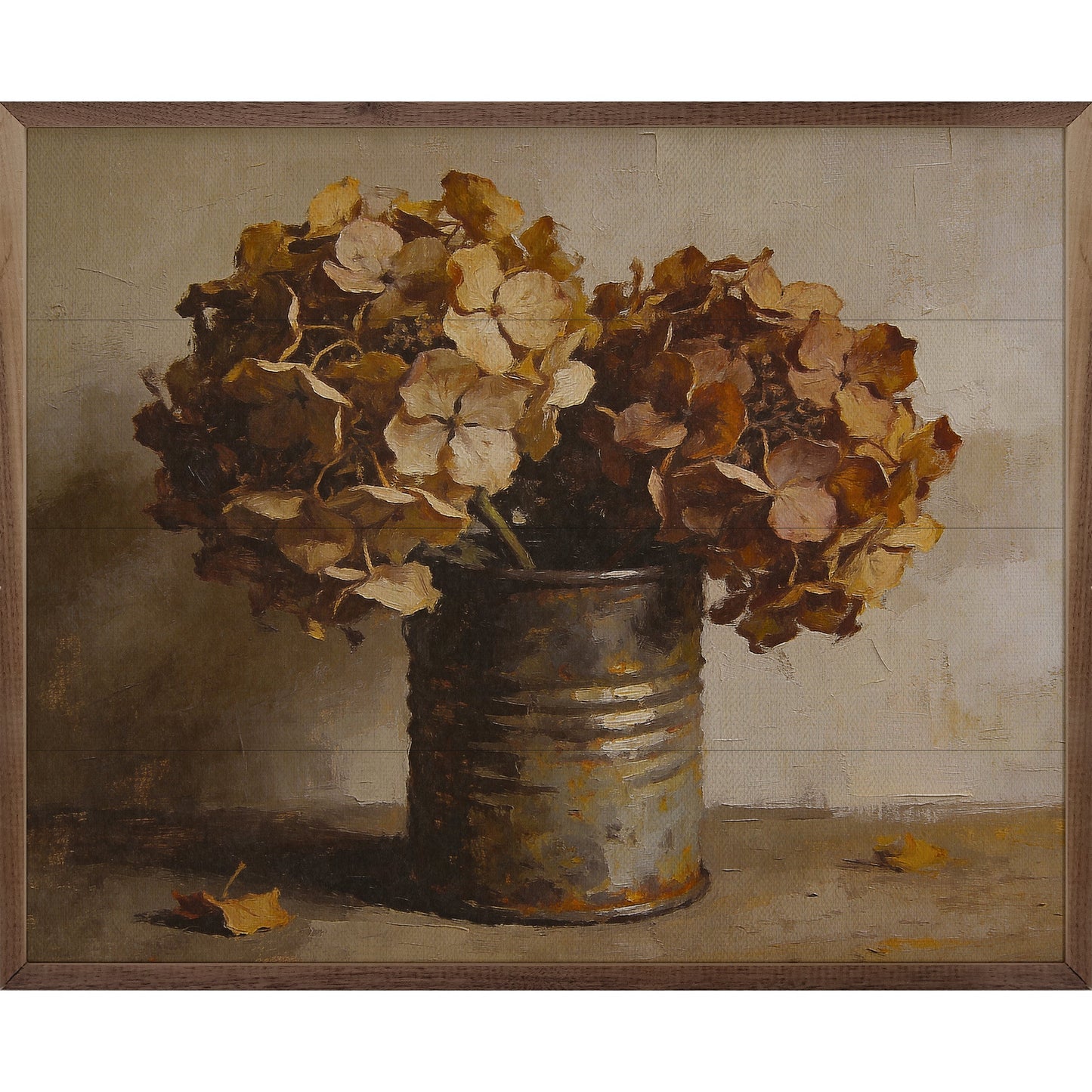 Autumn Hydrangeas In Rustic Tin