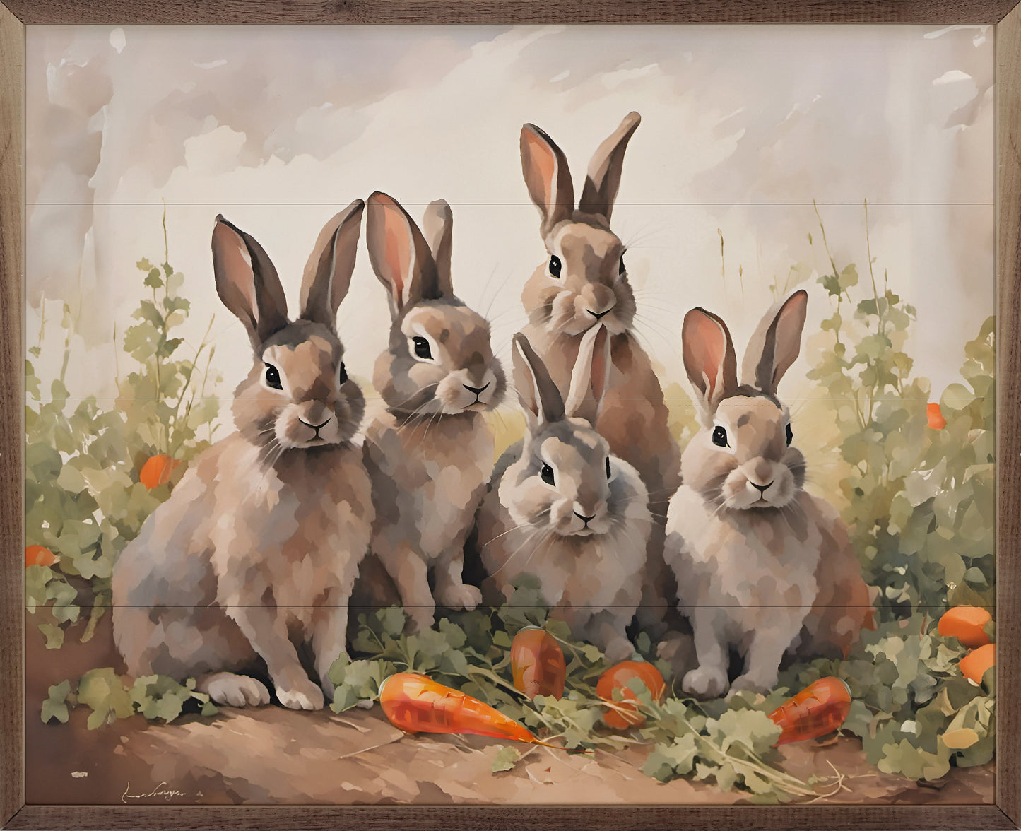 Five Bunnies In Carrot Field