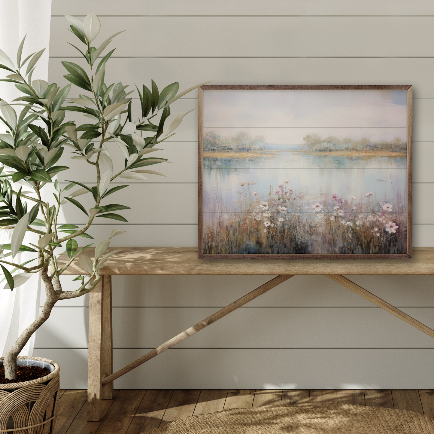 Flower Lined Lake III By Petals Prints Design