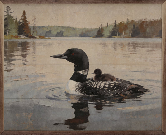 Loon And Baby On The Lake