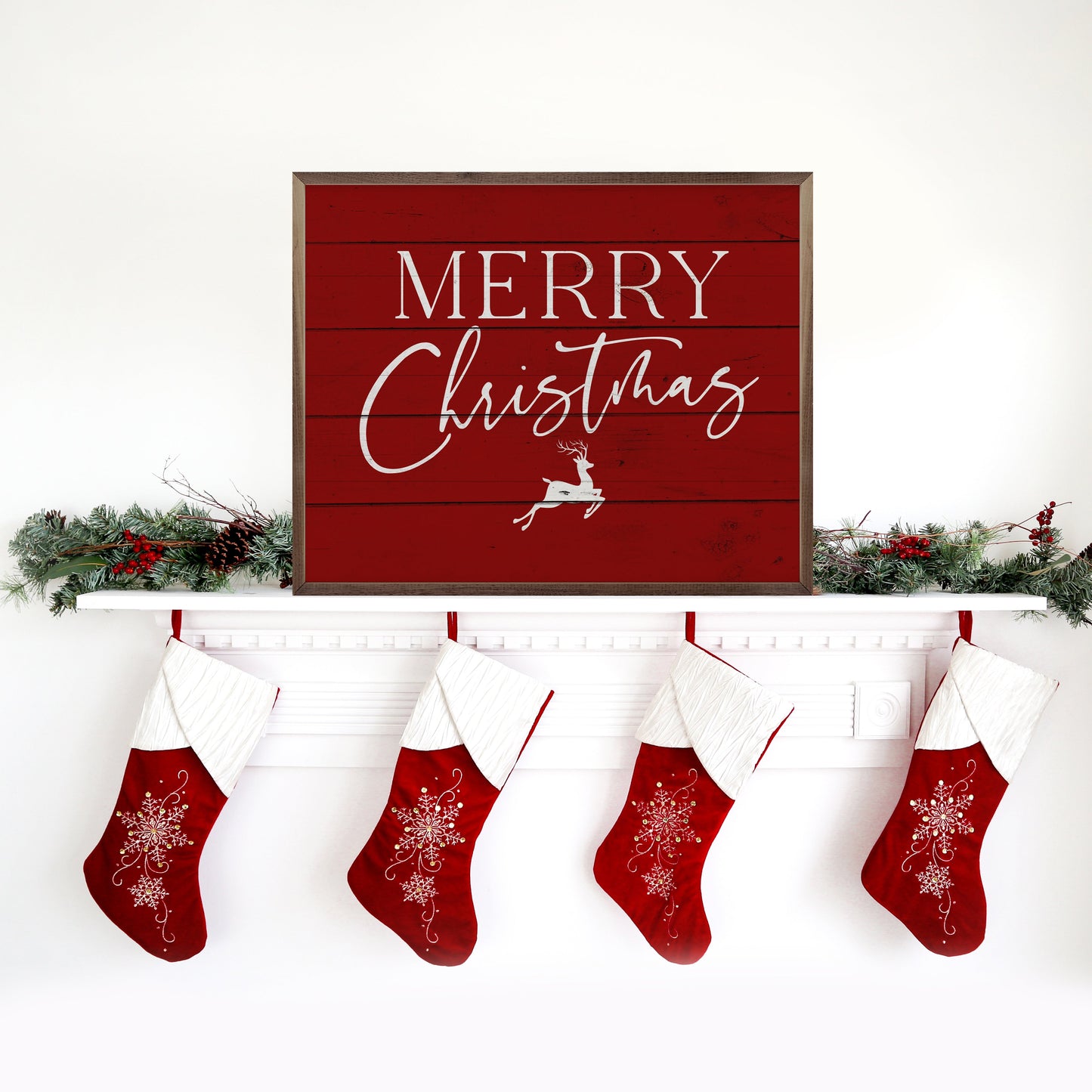 Merry Christmas Reindeer Red