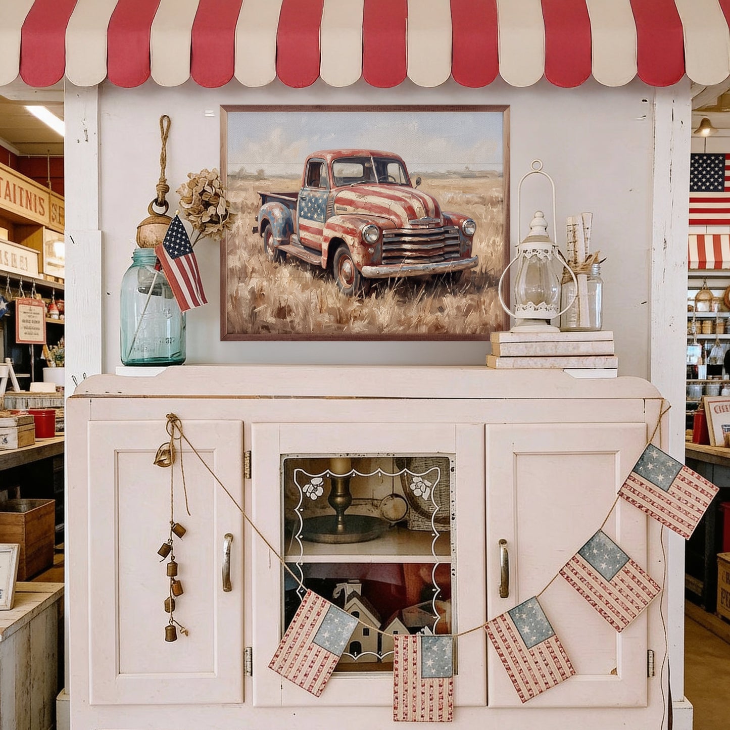 Rustic Americana Flag Truck