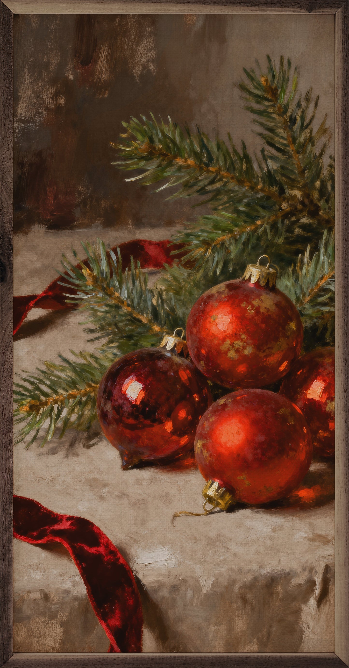 Ornaments Red With Red Ribbon