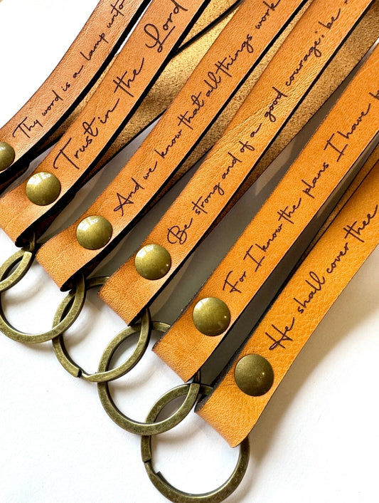 Scripture Wristlet Leather Keychain image 0