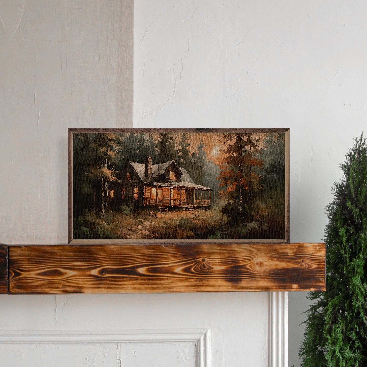 Cabin Among Pines Sunrise