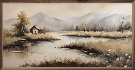 Creek With Cabin