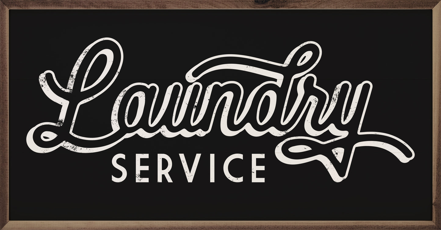 Laundry Service White Outline Black