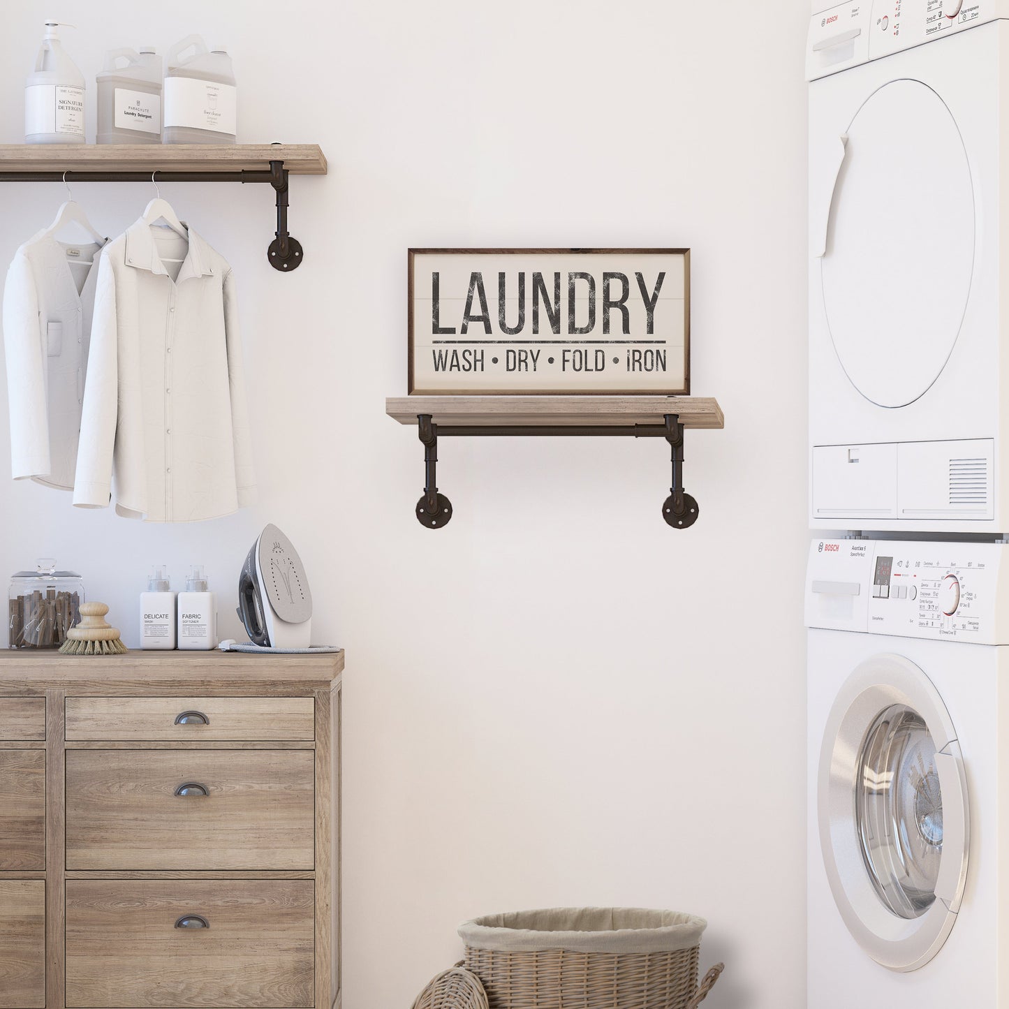 Laundry Wash Dry Fold Iron White