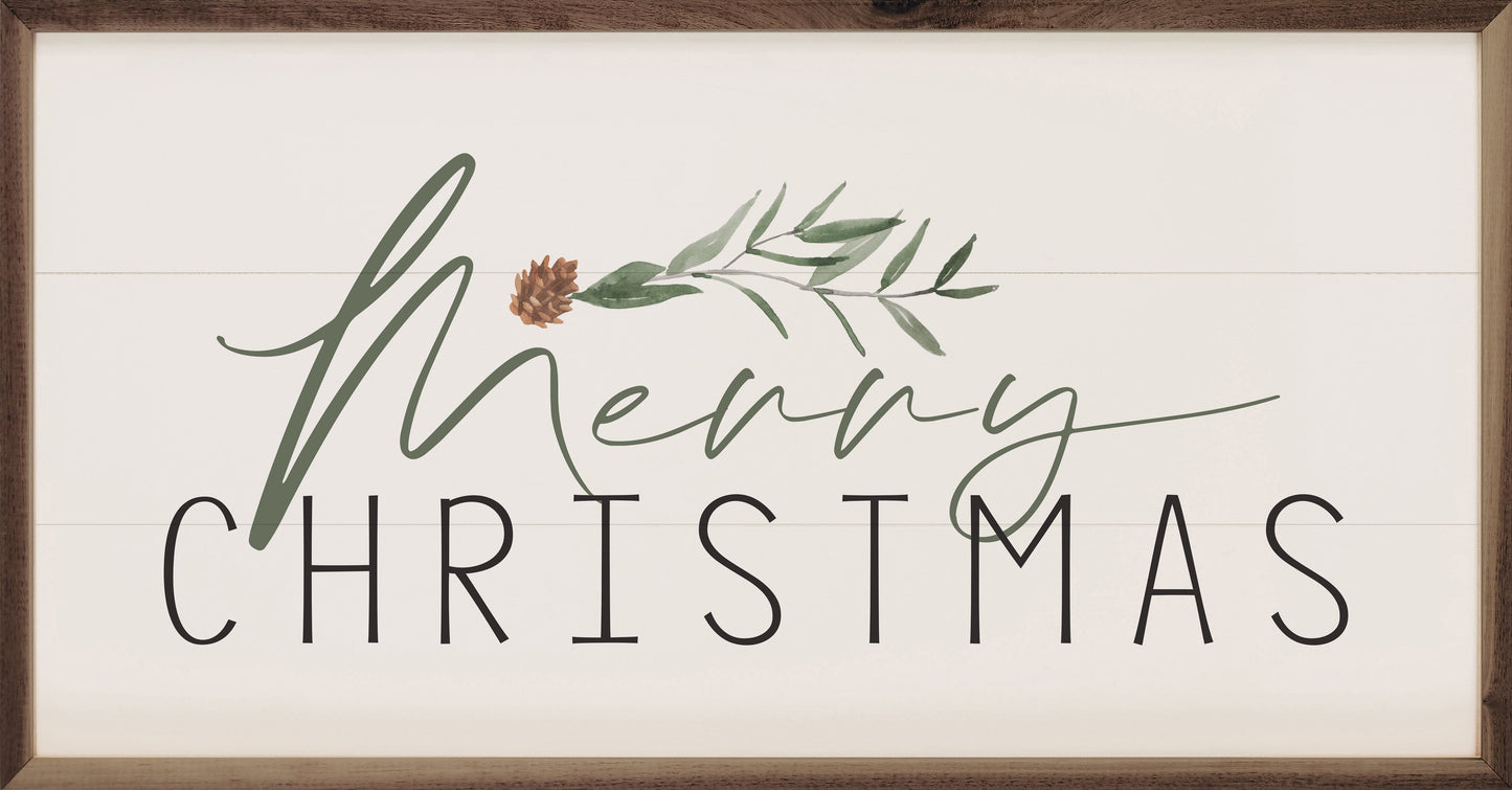 Merry Christmas Pinecone Whitewash