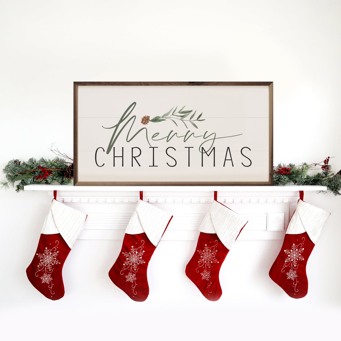 Merry Christmas Pinecone Whitewash