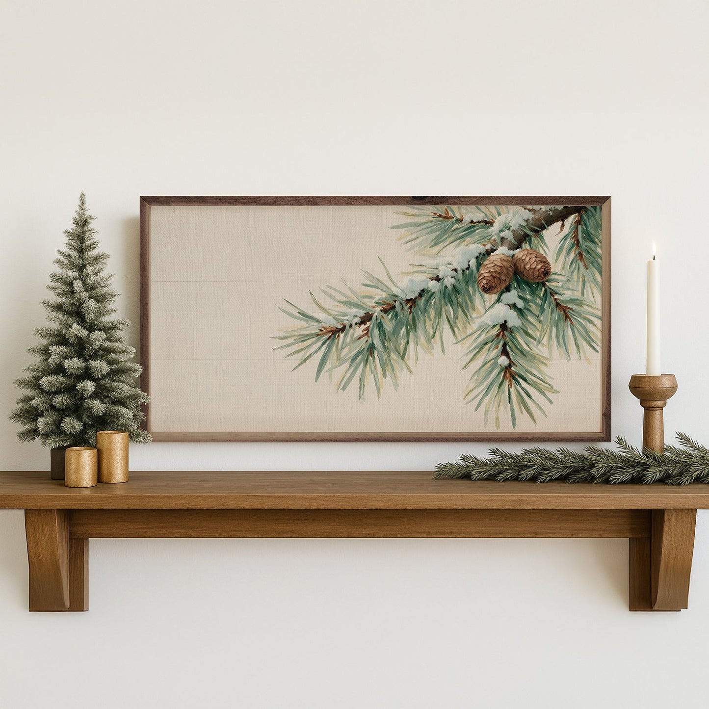 Pine Branch With Snow Horizontal