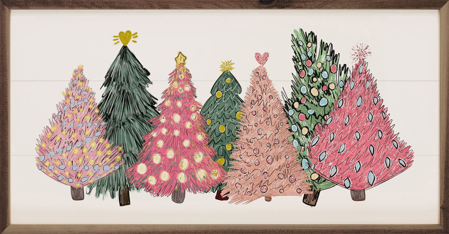 Pink And Green Christmas Trees
