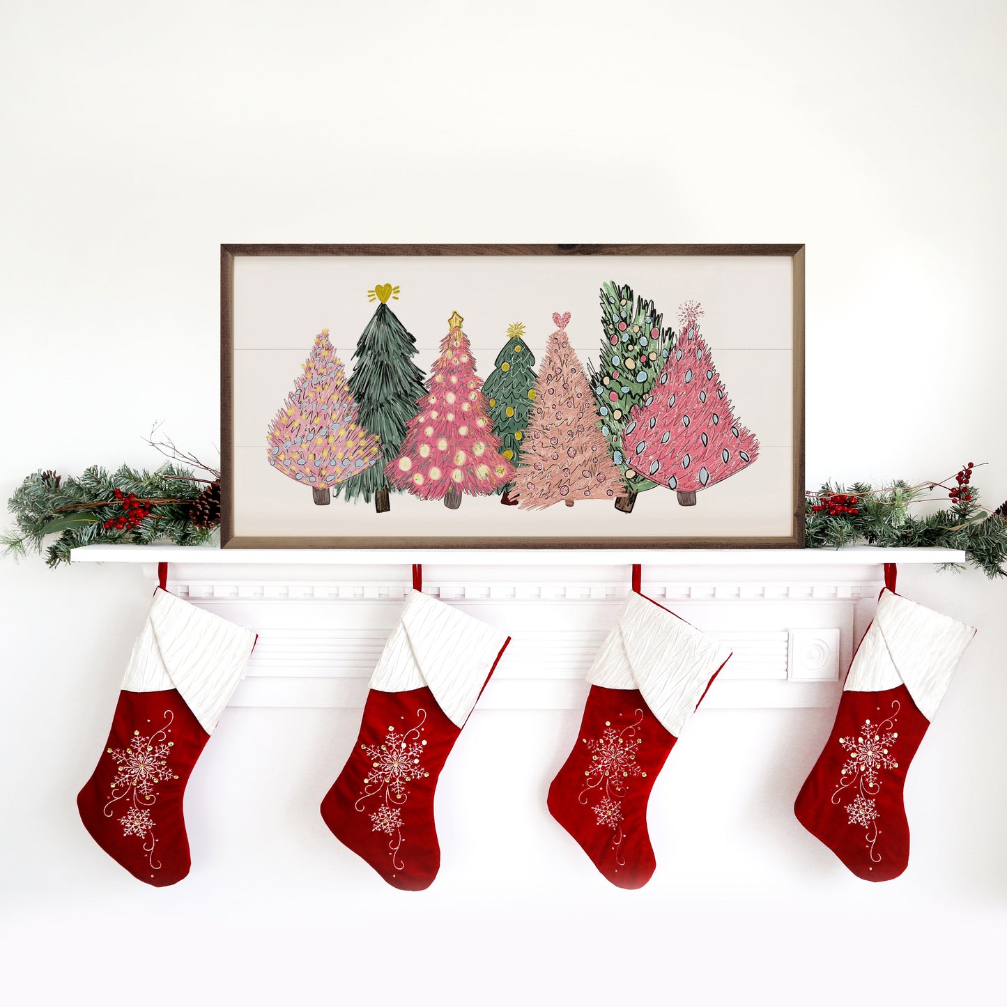 Pink And Green Christmas Trees