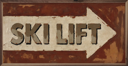 Ski Lift Arrow Rust Sign