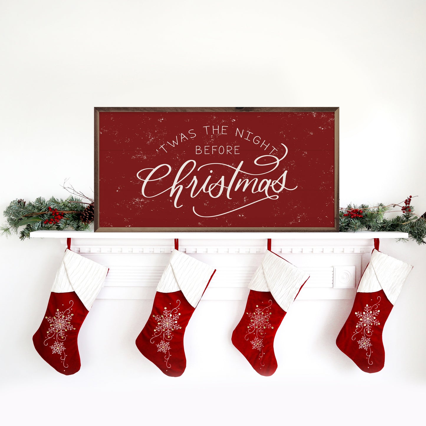 Twas The Night Before Christmas White On Red