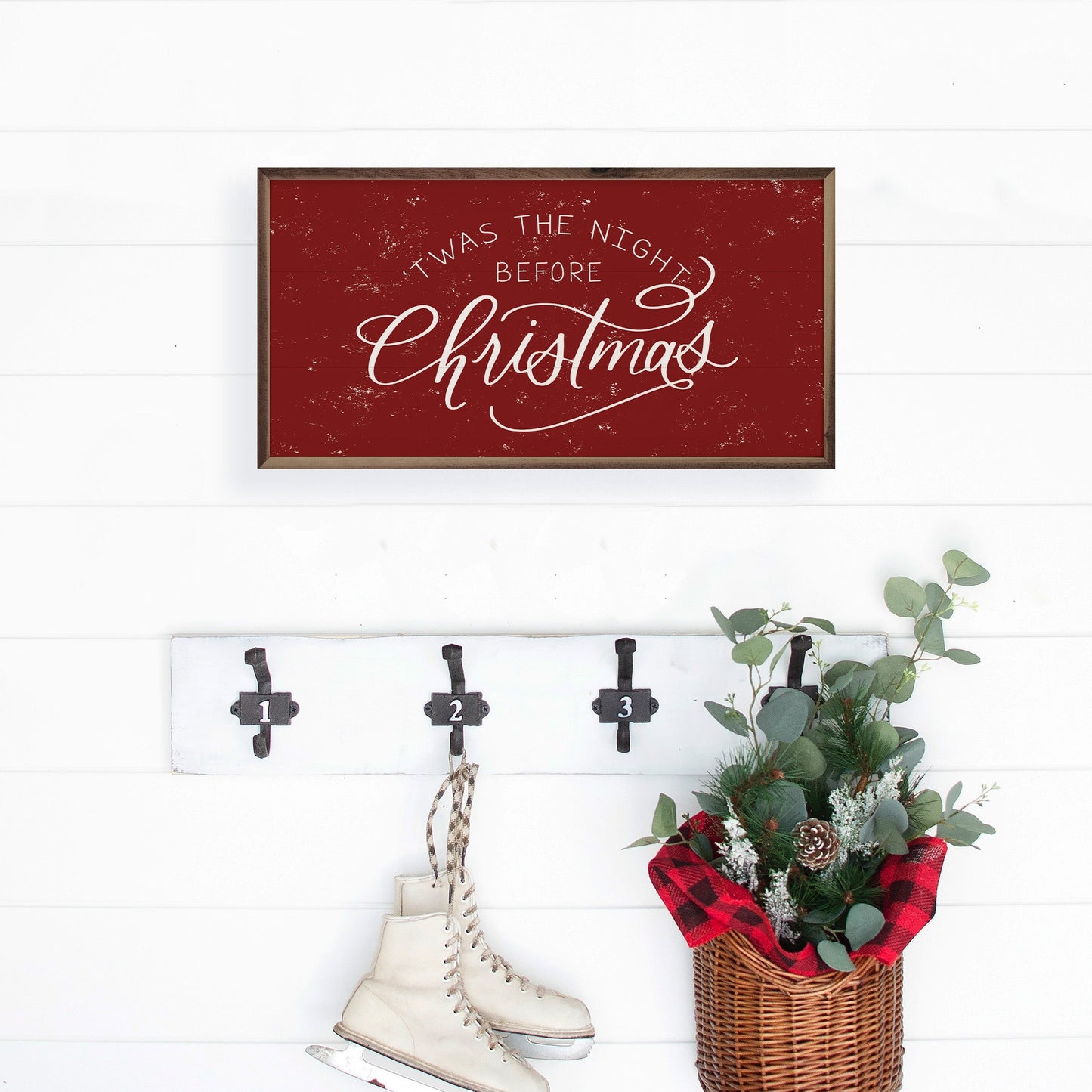 Twas The Night Before Christmas White On Red