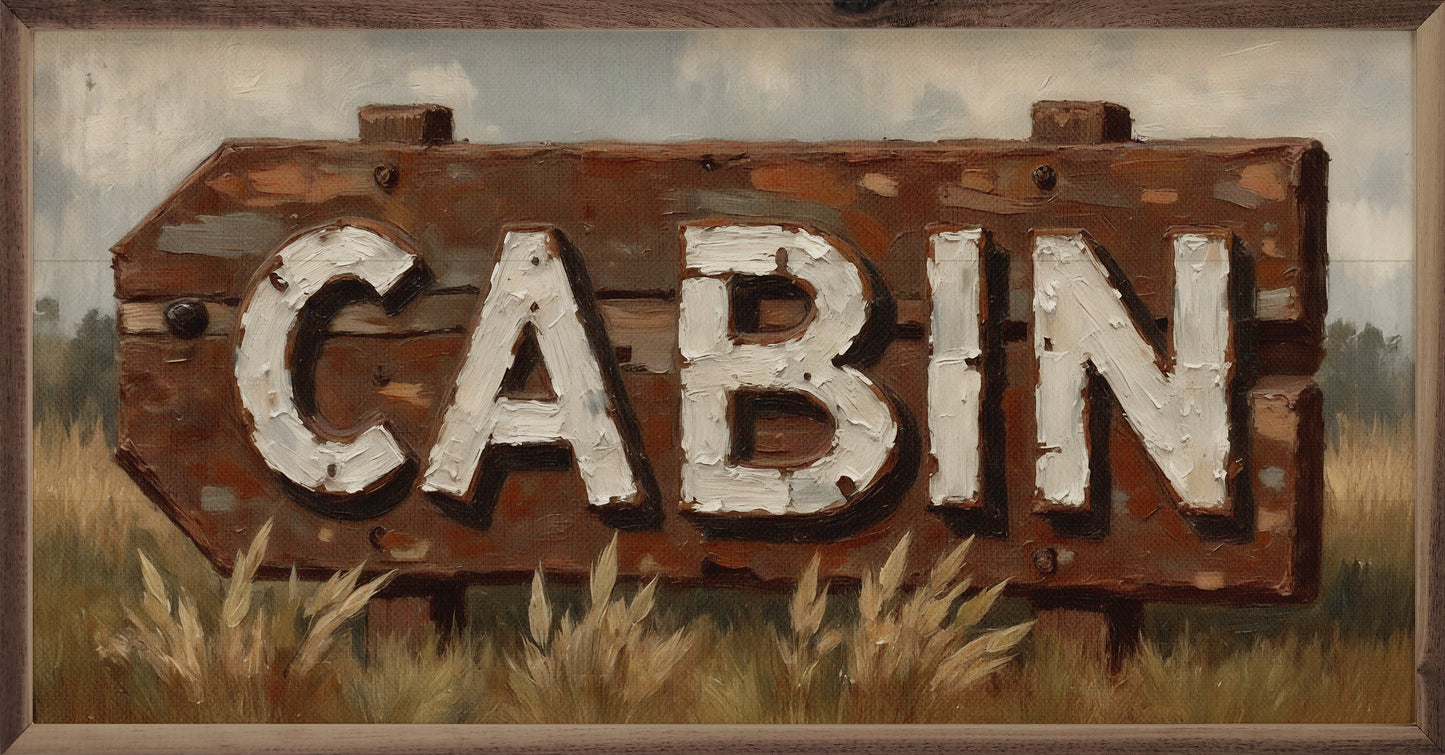 Vintage Wood Cabin Sign