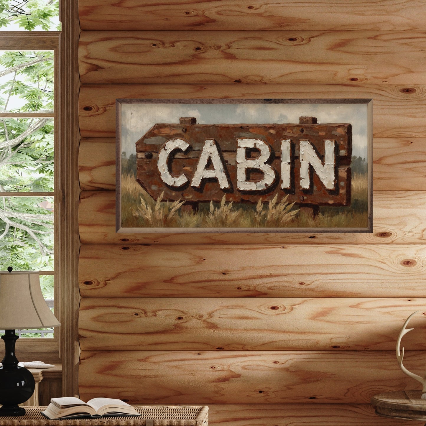 Vintage Wood Cabin Sign