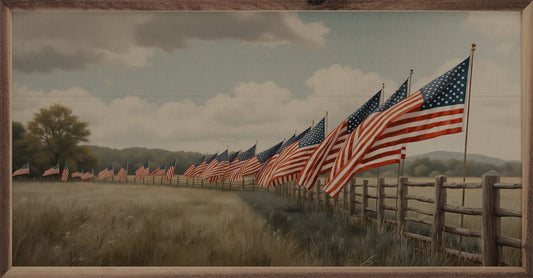 Flags In Field Fence