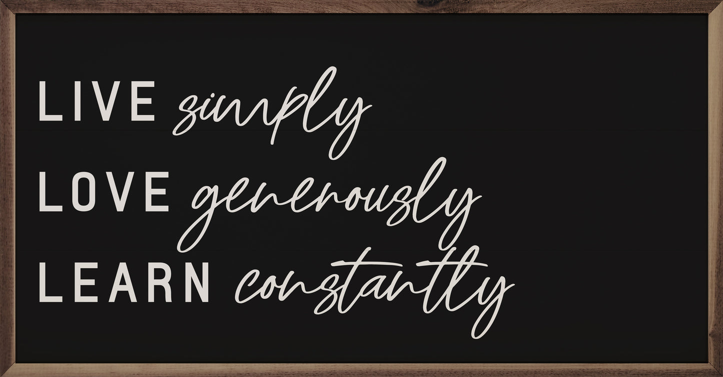 Live Love Learn Black
