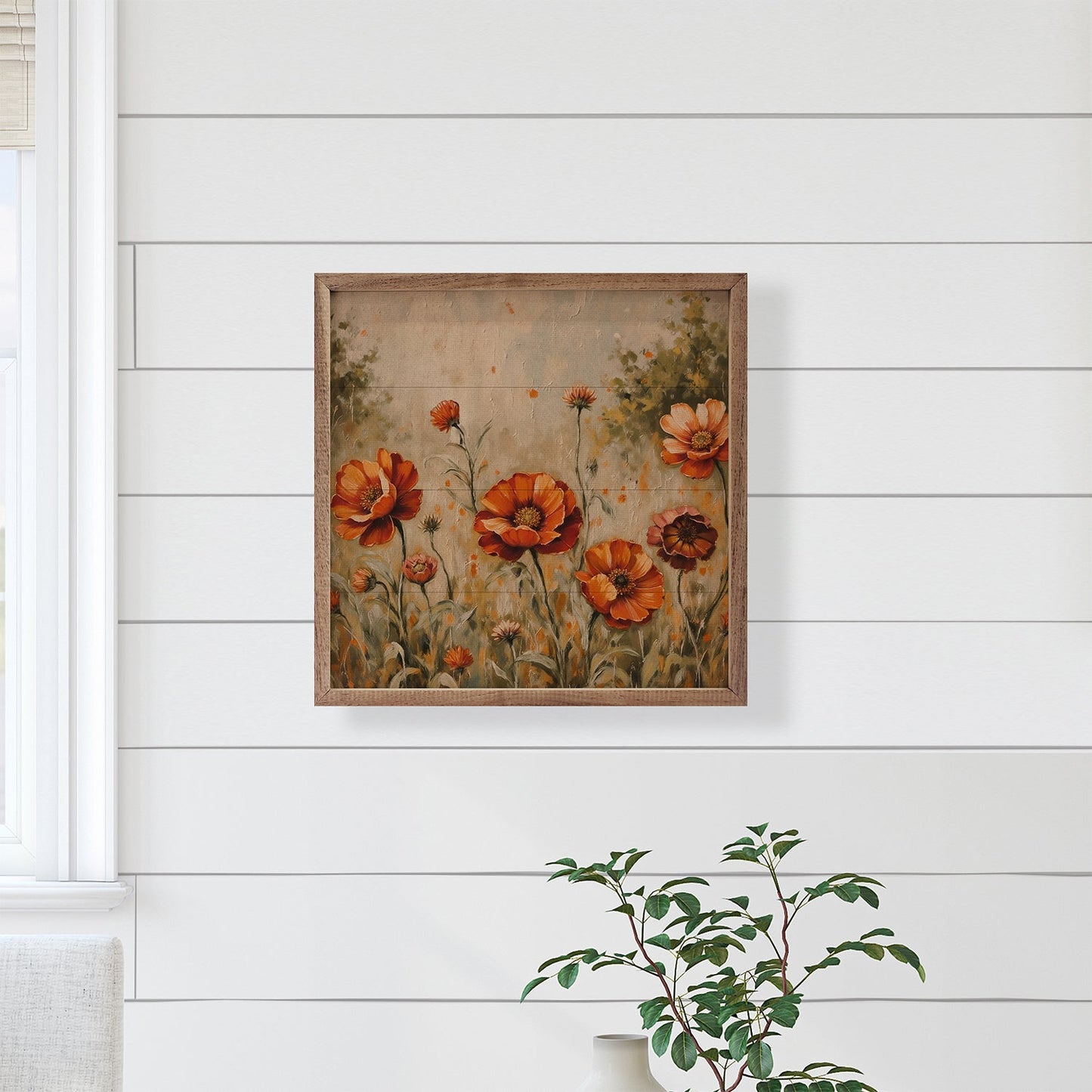 Orange Flowers Light Grass