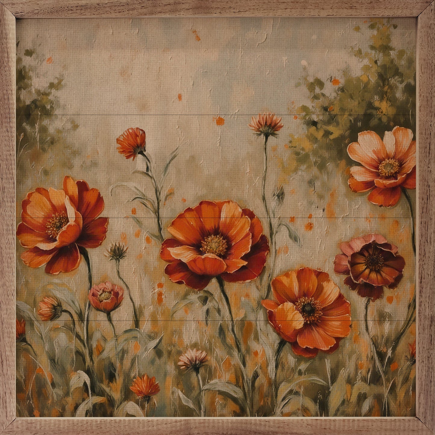 Orange Flowers Light Grass