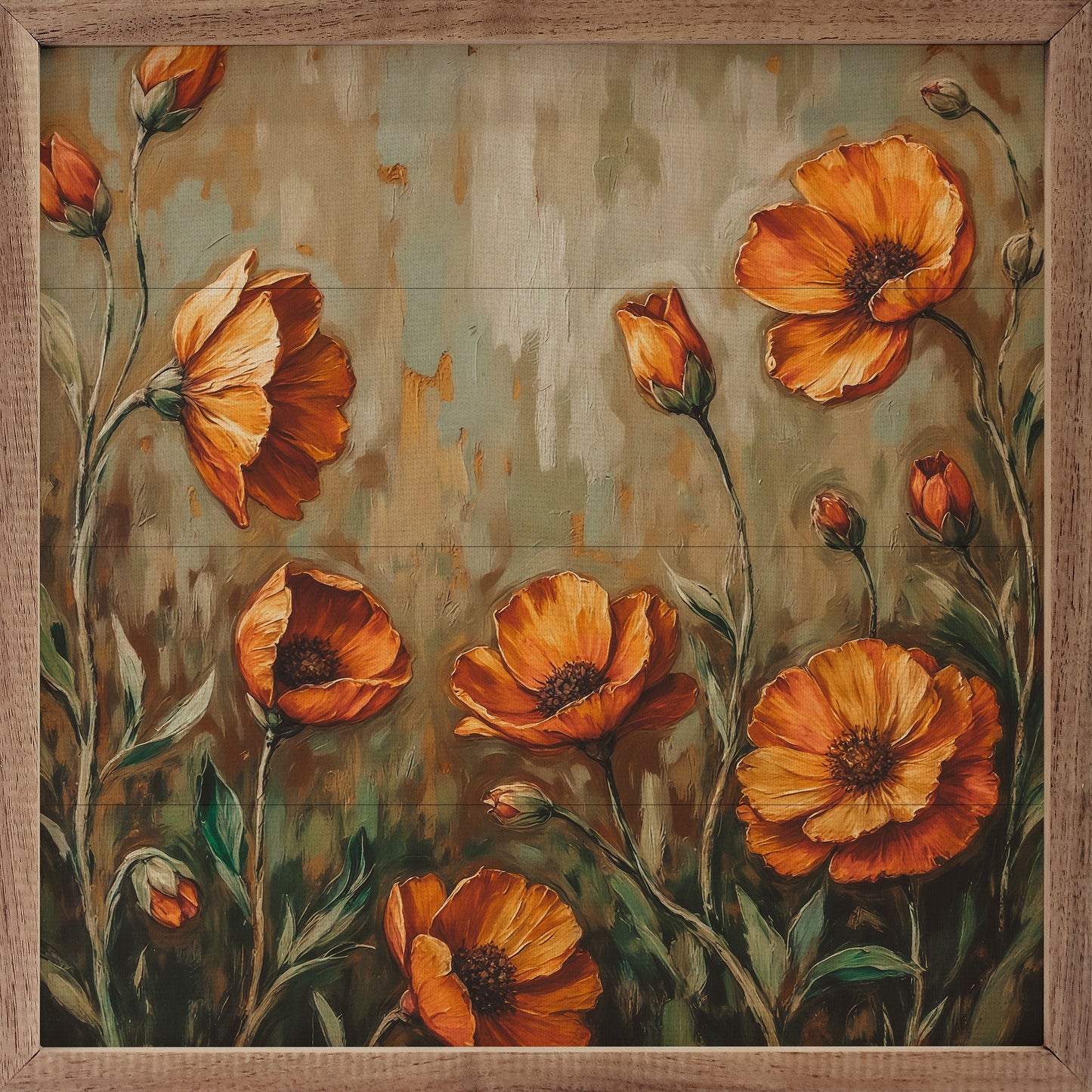 Orange Poppies Dark Grass
