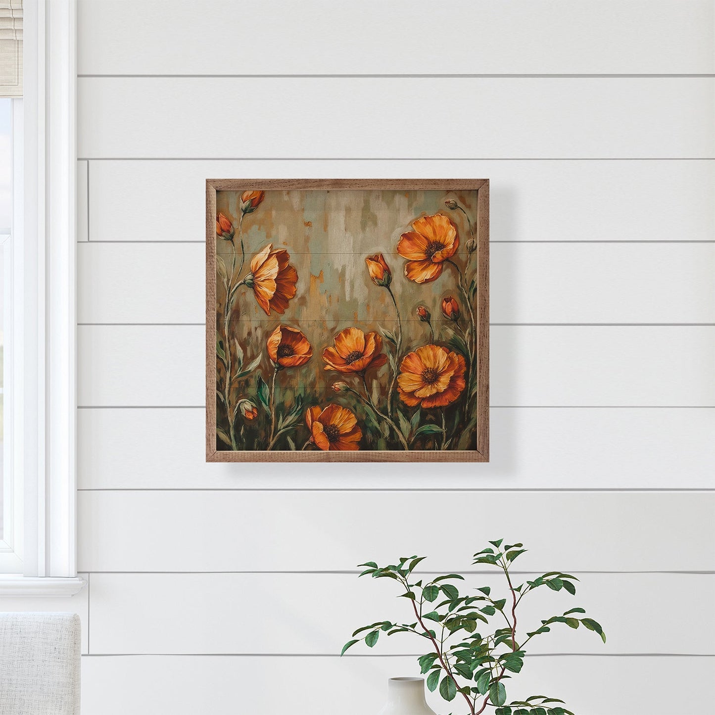 Orange Poppies Dark Grass