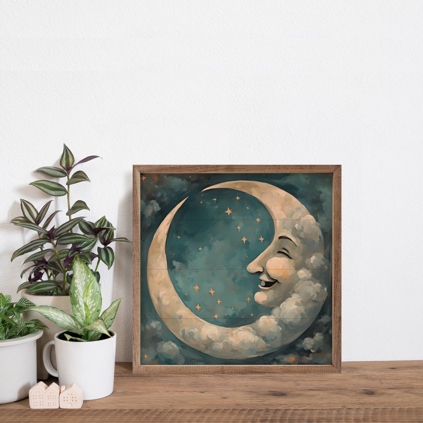 Vintage Moon With Face