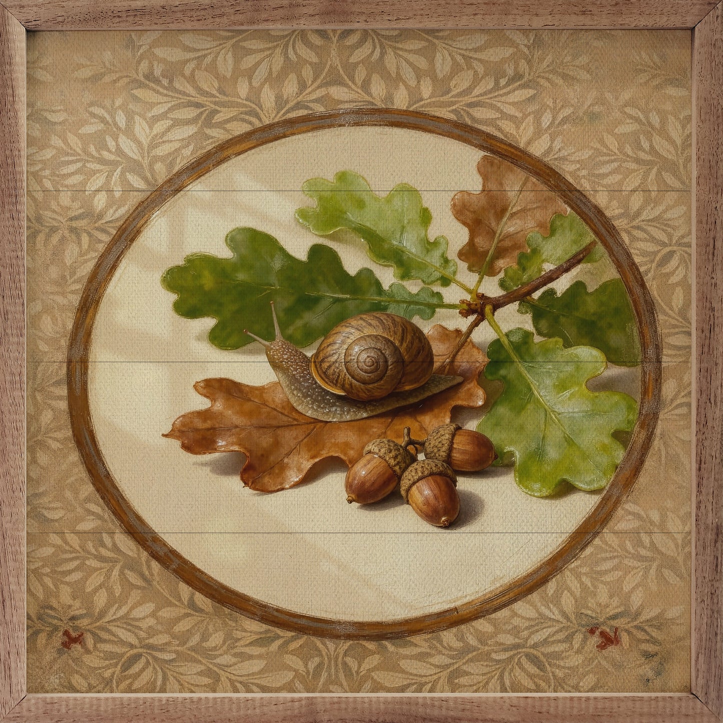 Oak Leaves And Snail