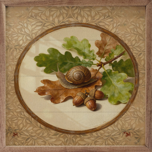 Oak Leaves And Snail