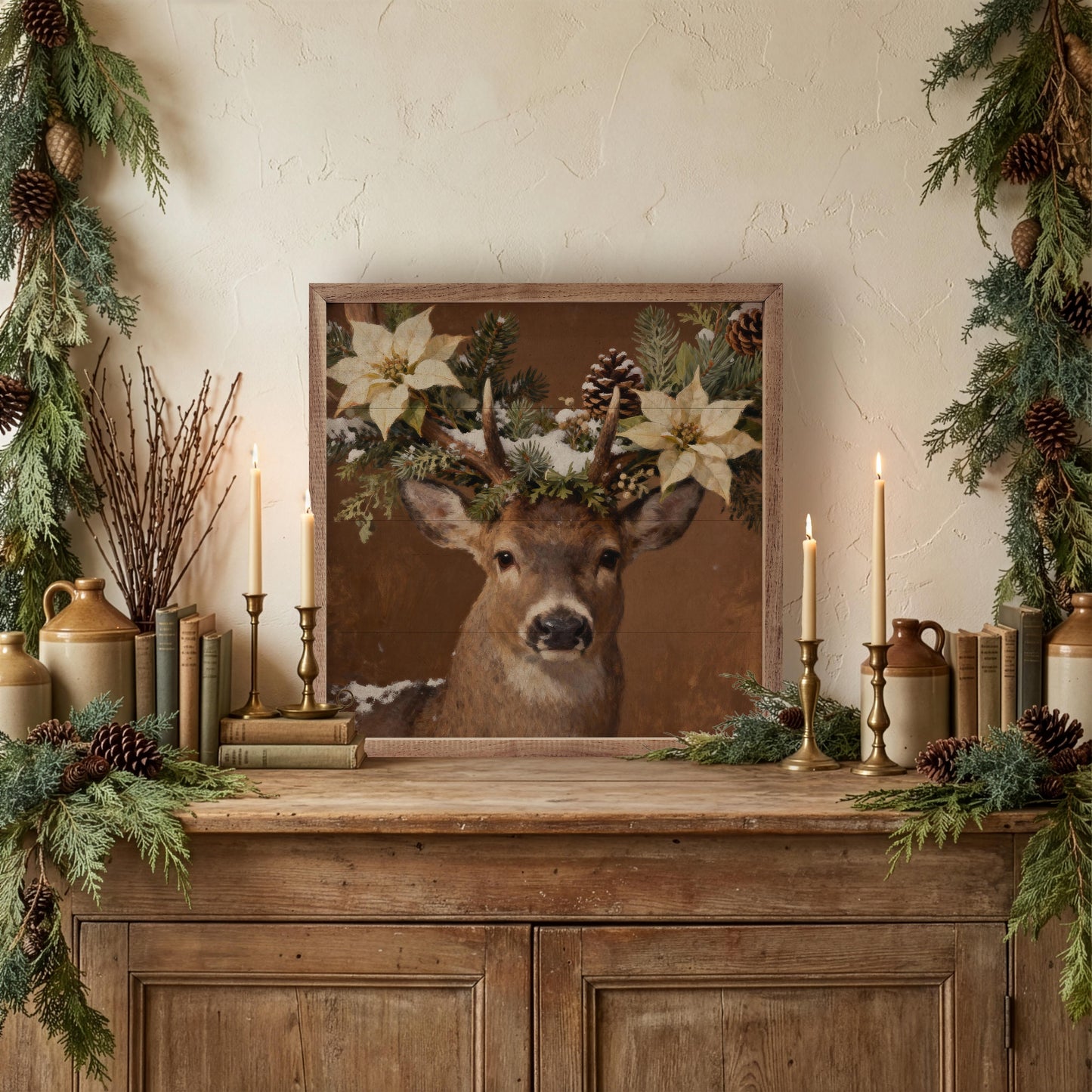 Poinsettia Deer