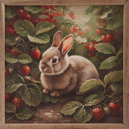 Rabbit In The Strawberry Patch