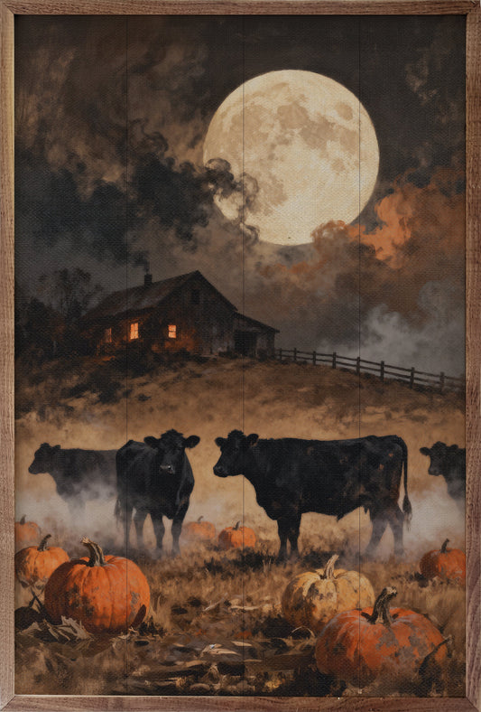 Cattle Under The Fall Moon
