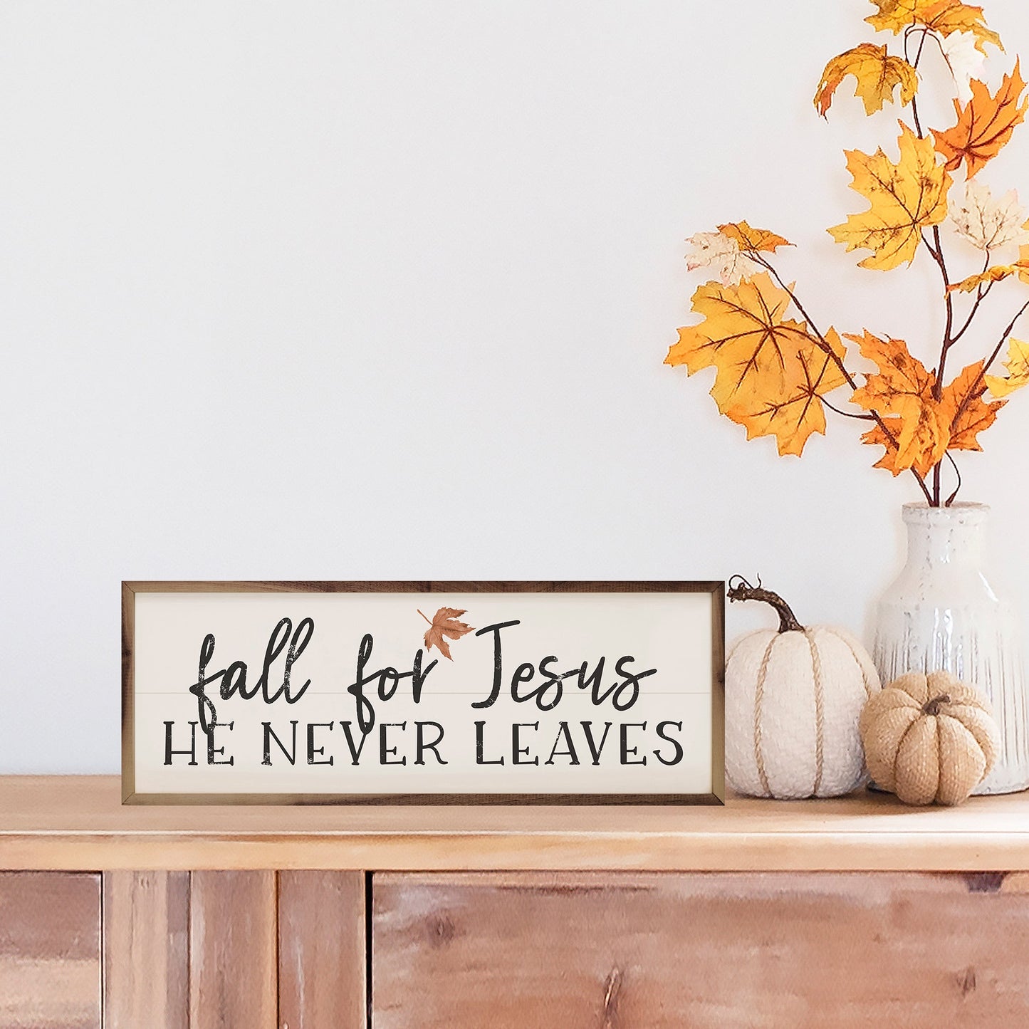 Fall For Jesus Leaf Horizontal White