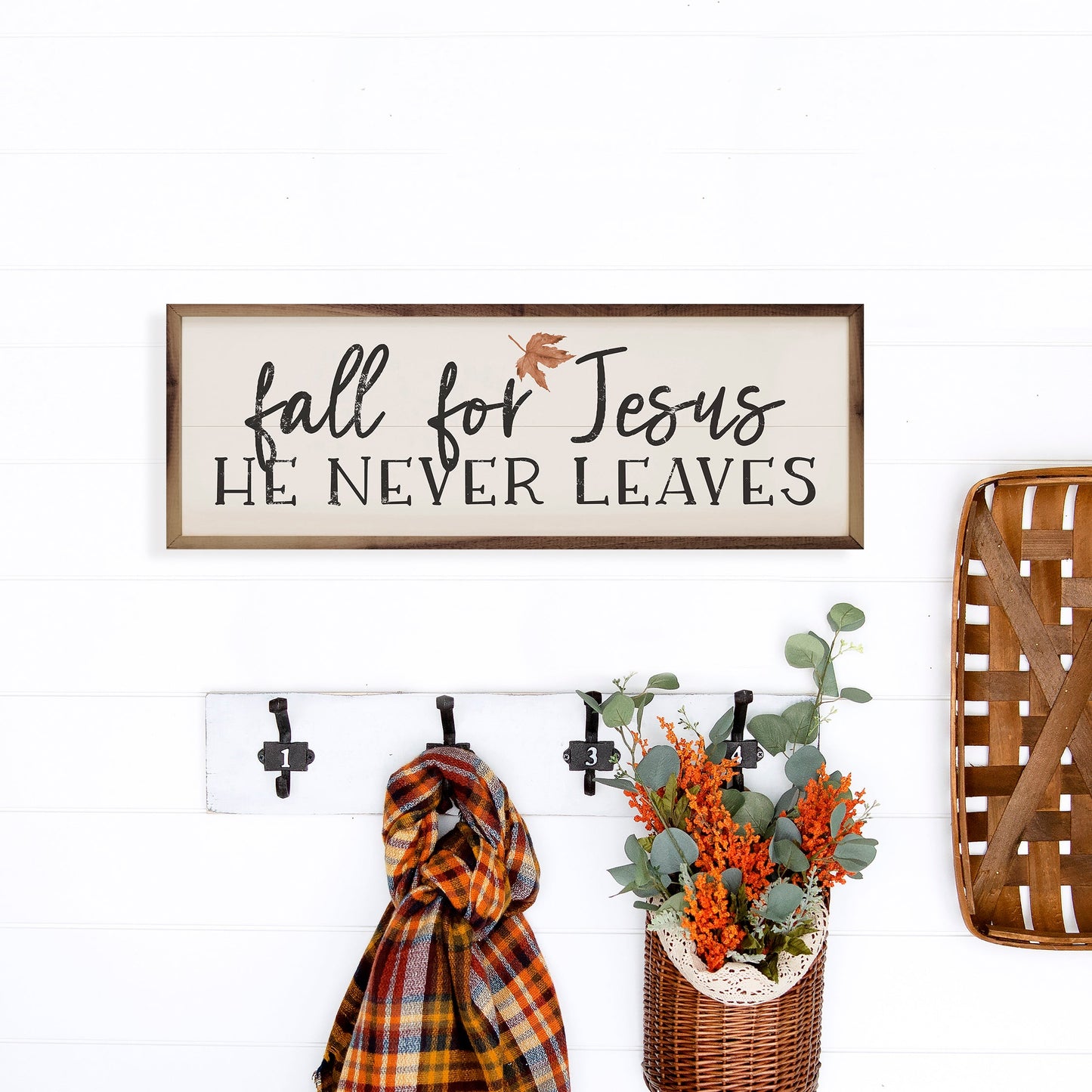 Fall For Jesus Leaf Horizontal White