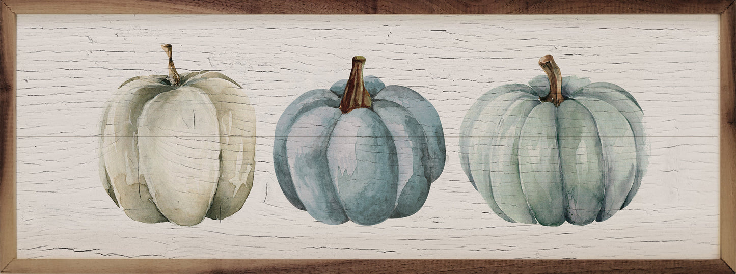 Three Pumpkins Blue Whitewash