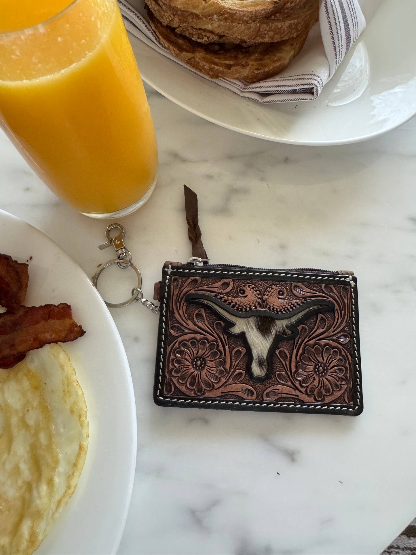 Dark Brown Longhorn Keychain Wallet