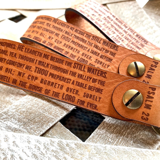 Psalm 23 Leather Keychain image 0