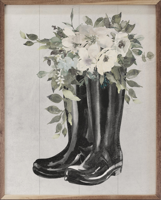 Boots With Flowers White image 0